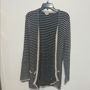 Mason & Belle Black and White Striped Long Cardigan Sweater